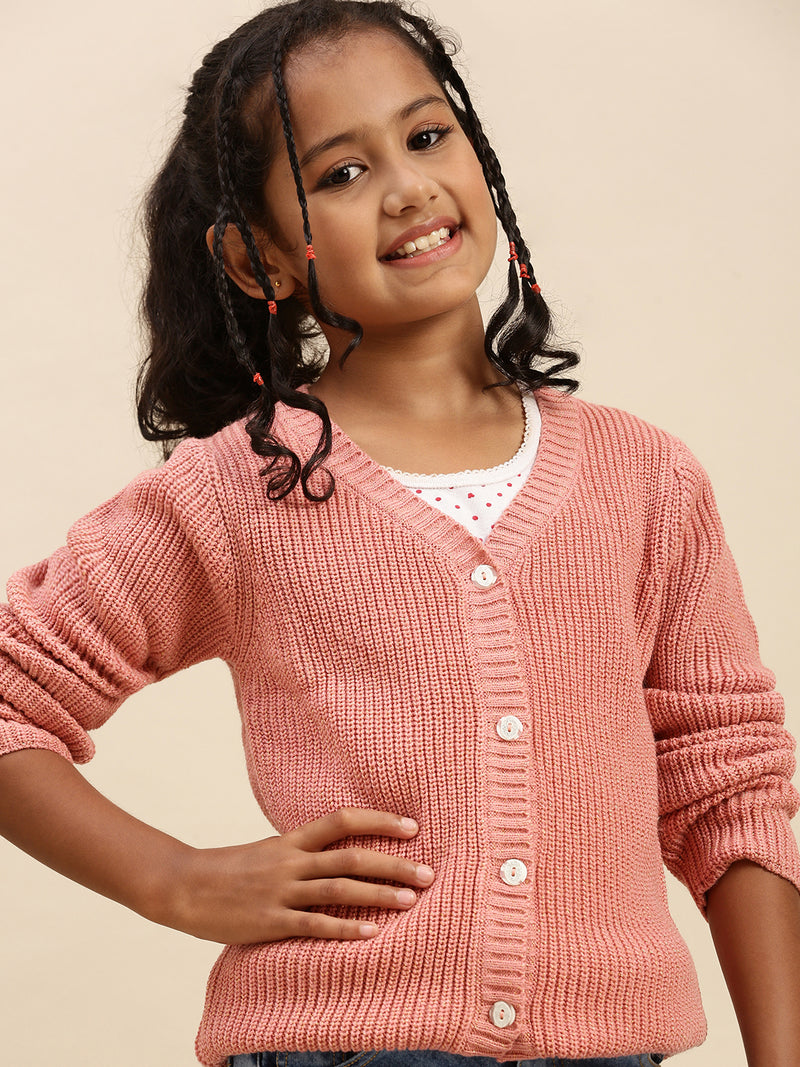 Pipin Girls Sweater Coral