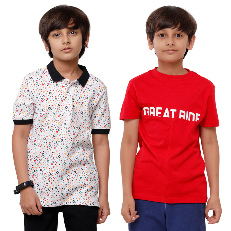 Pack of 2 Pipin Boys T-shirt Black & Raising Red