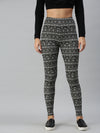 De Moza Ladies Printed Ankle Length Leggings Cotton Black - De Moza