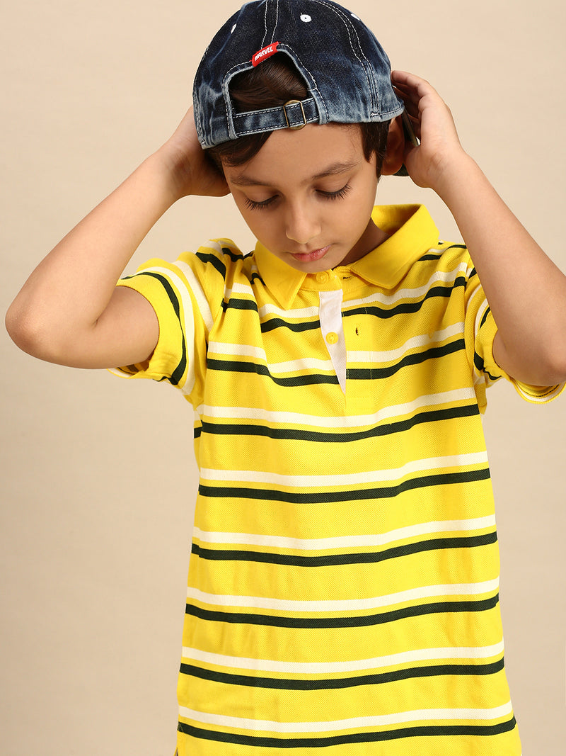Kids - Boys Printed Half Sleeve T-Shirt Yellow