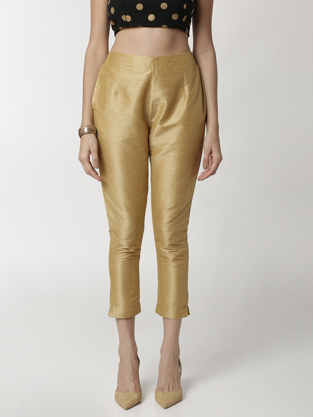 De Moza Women's Cigarette Pant Gold