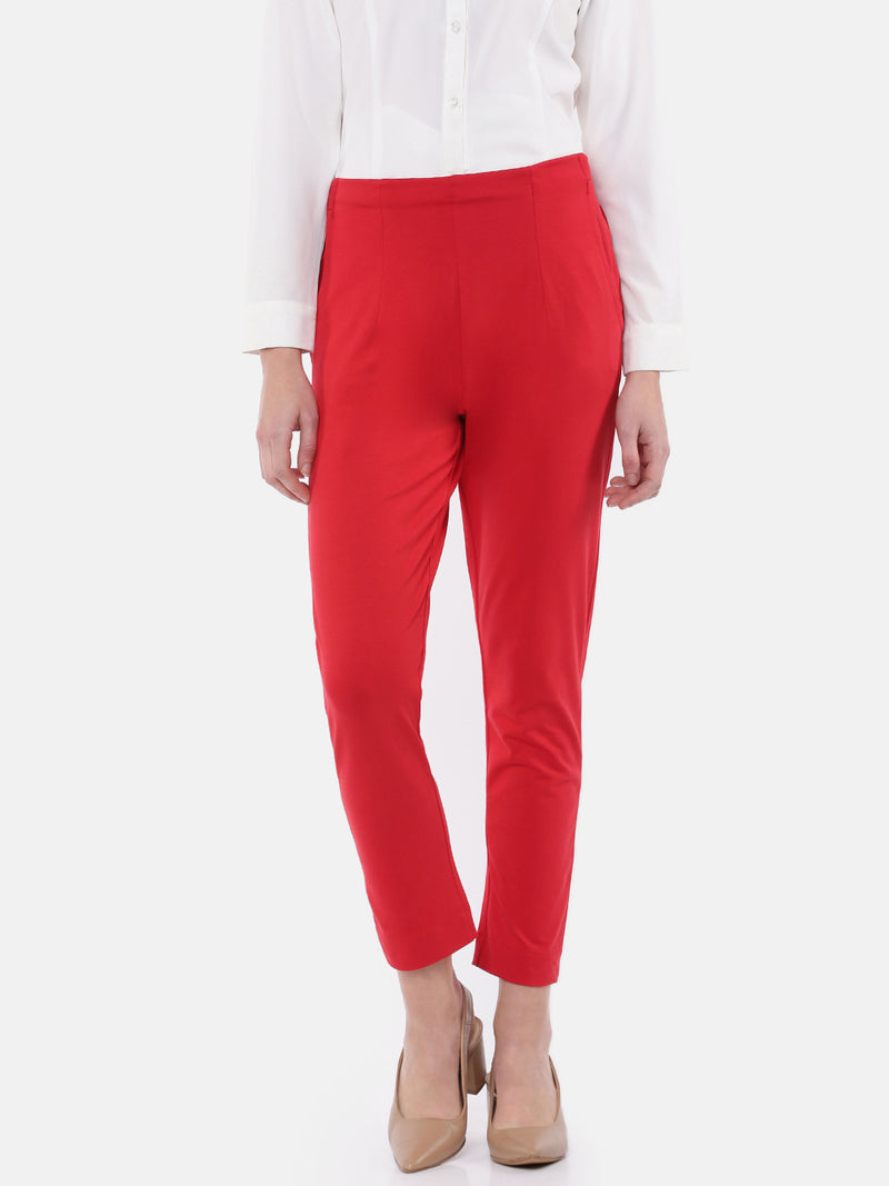 De Moza Women's Cigarette Pant Red