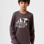 Kids - Boys Printed Full Sleeve T-Shirt Dark Grey