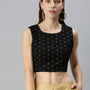 De Moza Women's Printed Blouse Black