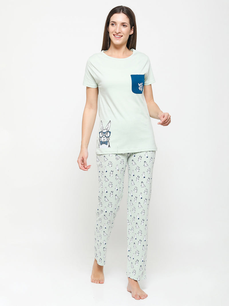 De Moza Ladies Printed Pyjama Set Spray