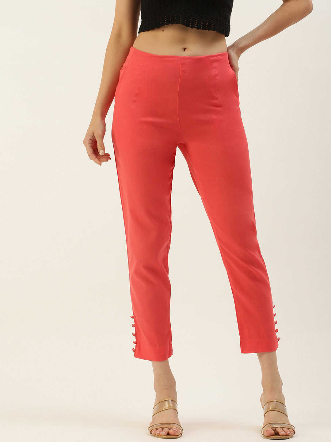 Buy Women Red Solid Formal Regular Fit Pants Online  39563893  Van Heusen
