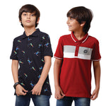 Pack of 2 Pipin Boys T-shirt Navy Blue & Maroon