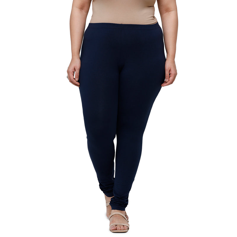 De Moza Women Plus Size Churidar Leggings Dark Navy Blue