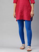 De Moza Women's Premium Churidhar Leggings Solid Cotton Royal Blue - De Moza (6679541153855)