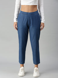 De Moza Ladies Straight Pant Enzyme Blue