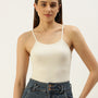 De Moza Ladies Spaghetti Top Off White