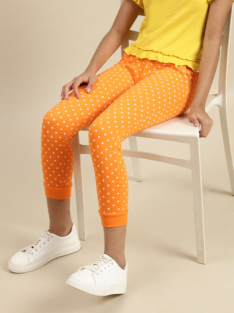 Kids - Girls Printed Jogger Orange