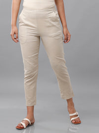 De Moza Women's Cigarette Pant Beige