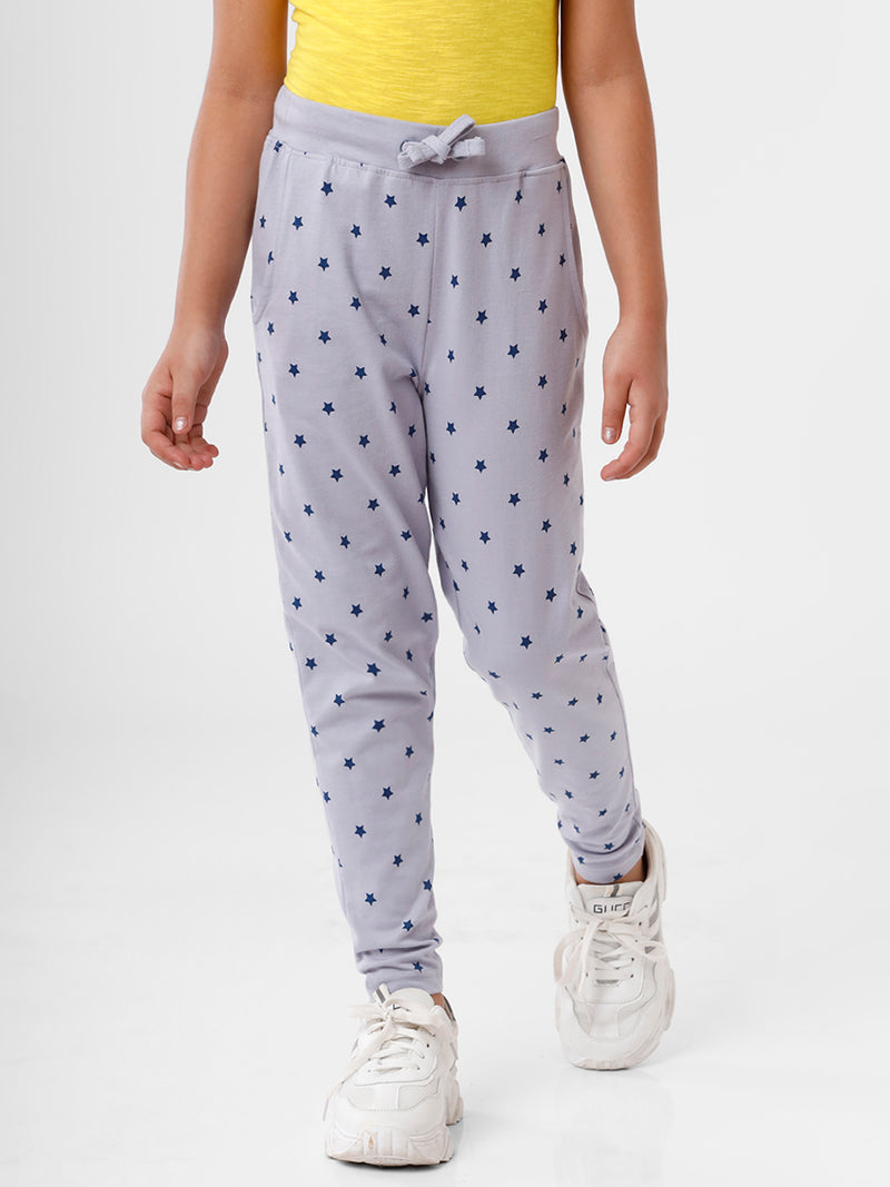 Kids – Girls Printed Straight Pant Violet Grey
