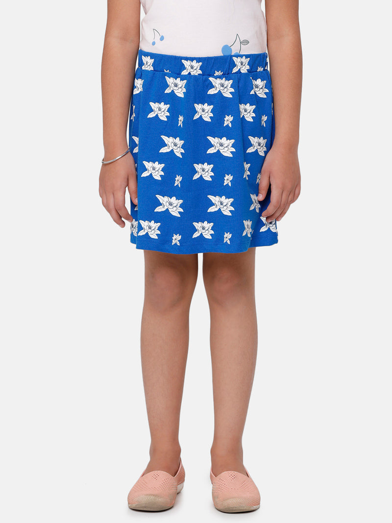 Kids - Girls Printed Skirt Lapis Blue