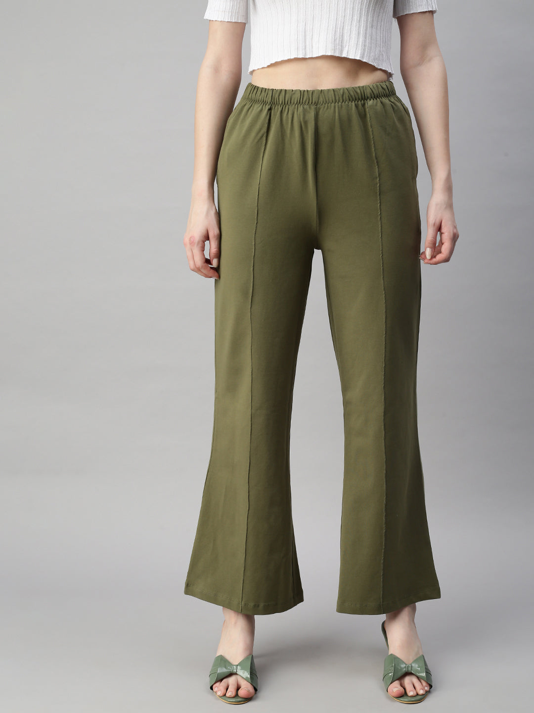 De Moza Women’s Flared Pant Olive Green