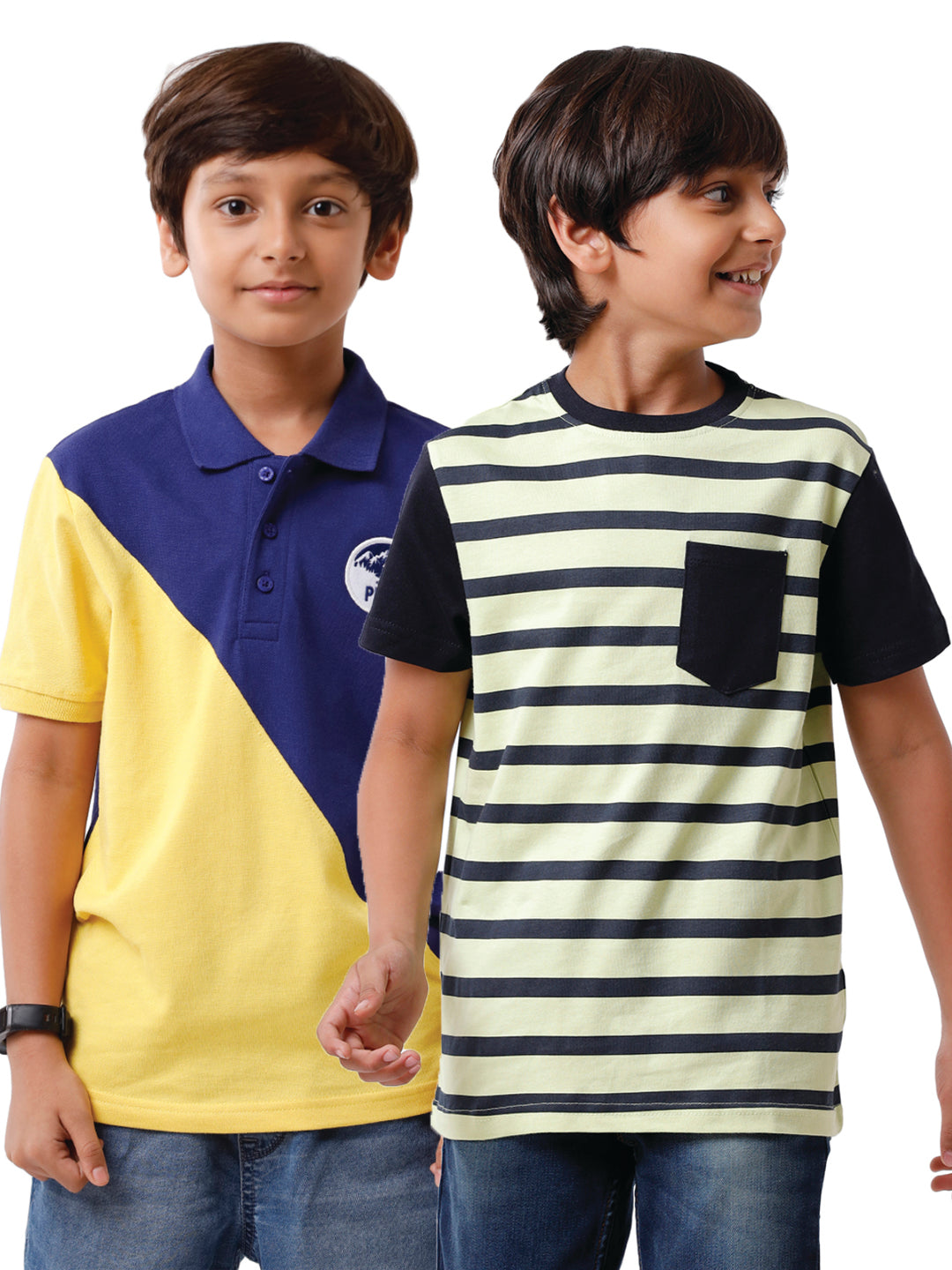 Pack of 2 Pipin Boys T-shirt Navy Blue & Lily Green
