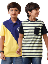 Pack of 2 Pipin Boys T-shirt Navy Blue & Lily Green