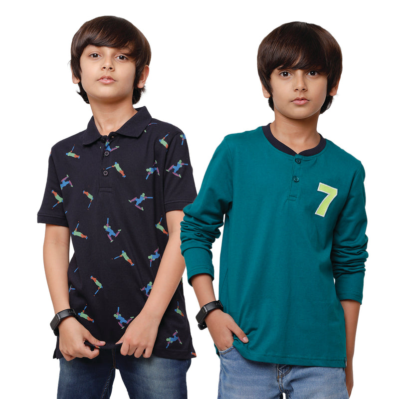 Pipin Boys Combo Cotton T-shirt Pack of 2 - De Moza