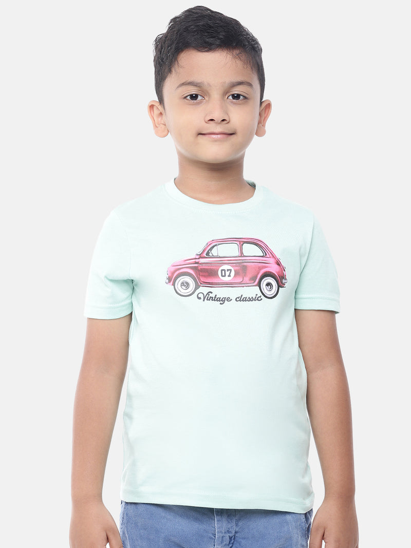 PIPIN Kids - Boys Half Sleeve - Basic crew neck Printed T-Shirt Cotton Aqua Green - De Moza (6682127269951)