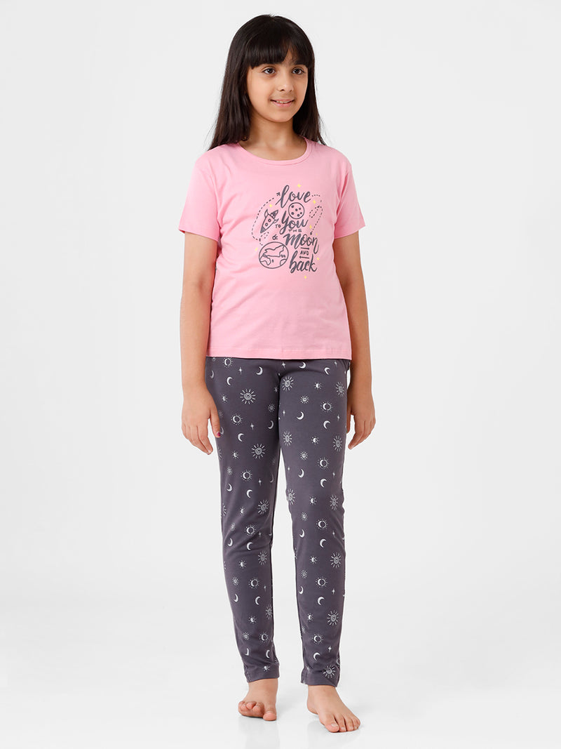 Kids – Girls Printed Pyjama Set Prism Pink