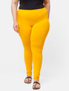 De Moza Ladies Plus Ankle Length Leggings Solid  Cotton Bright Yellow - De Moza