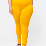 De Moza Ladies Plus  Size Ankle Length Leggings Bright Yellow Solid Cotton