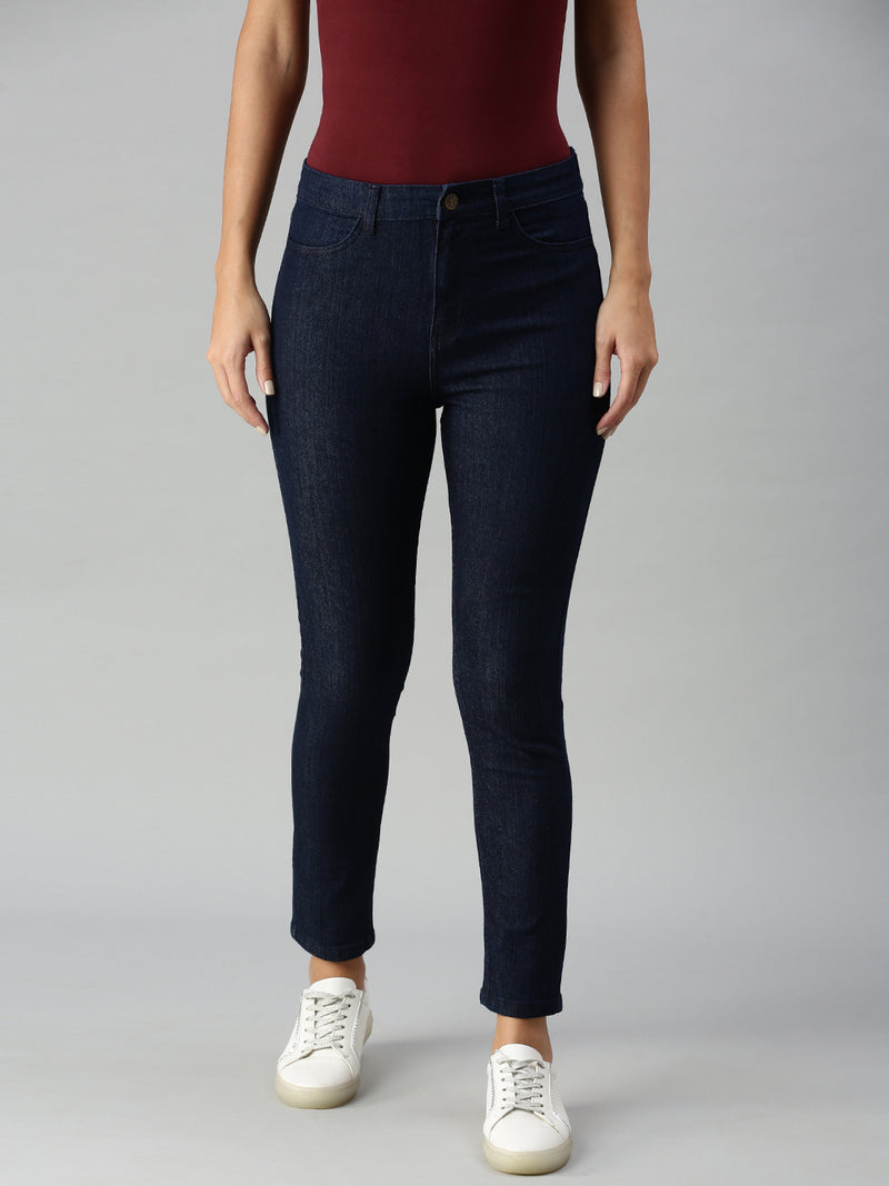 De Moza Women's Denim Jeans Pant Raw Blue