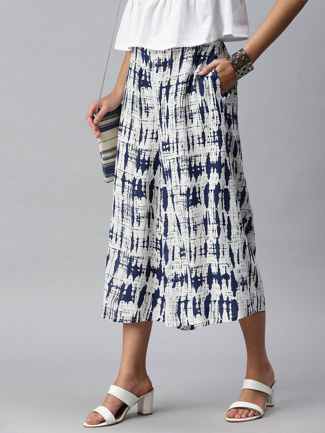De Moza Women’s Printed Culottes Indigo