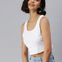 De Moza Ladies Rib Crop Top White