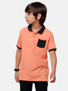 Kids - Boys Printed Half Sleeve T-Shirt Orange Melange