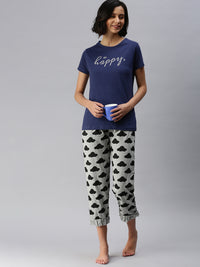 De Moza Ladies Printed Pyjama Set Grey Melange