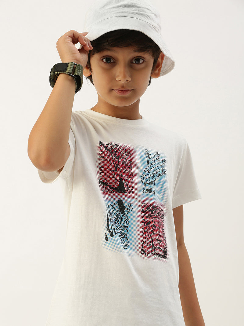 PIPIN Boys Printed T-shirt Offwhite