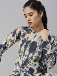 De Moza Ladies Printed Sweatshirt Navy Blue