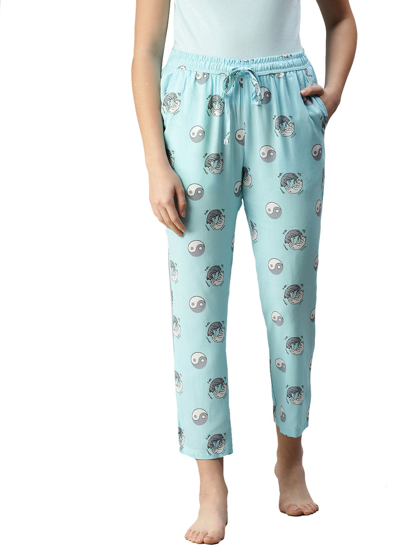 De Moza Ladies Printed Pyjama Pant Blue