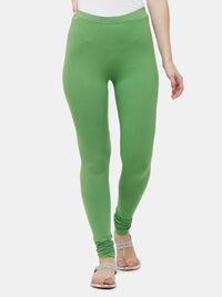 De Moza Ladies Churidar Leggings Solid Cotton Light Green - De Moza