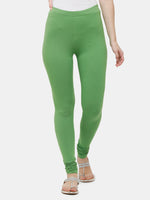De Moza Ladies Churidar Leggings Solid Cotton Light Green - De Moza
