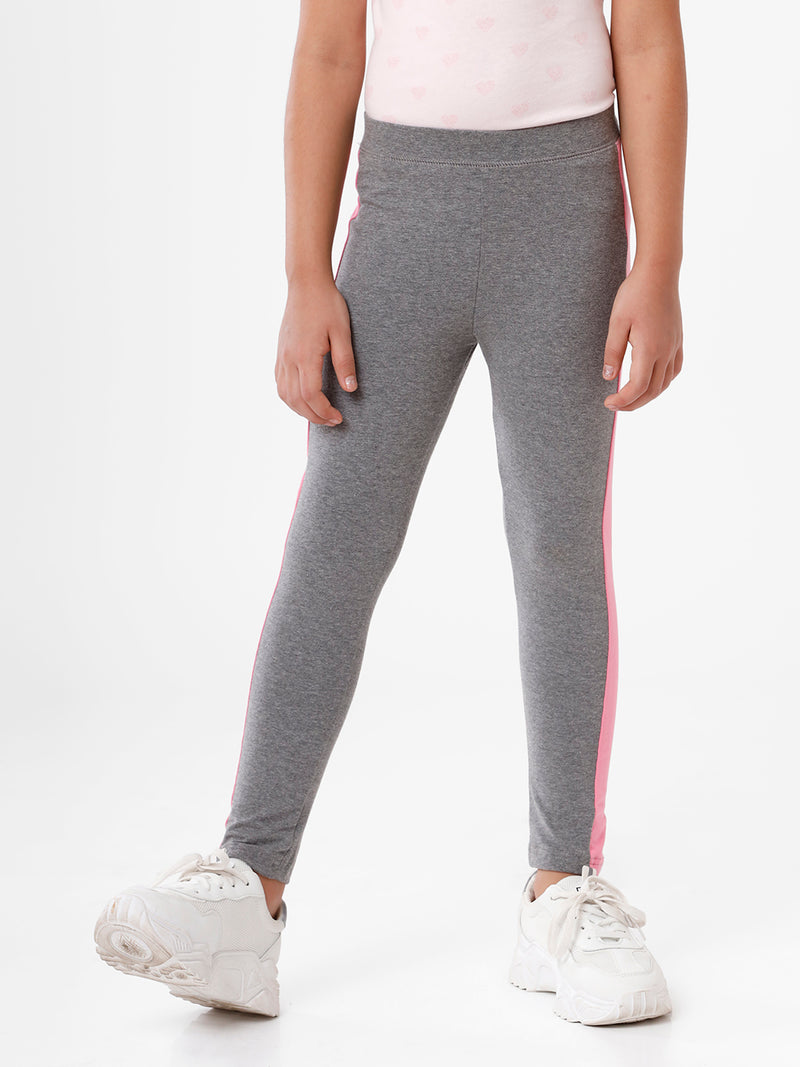 Kids – Girls Printed Ankle Leggings Anthra Melange