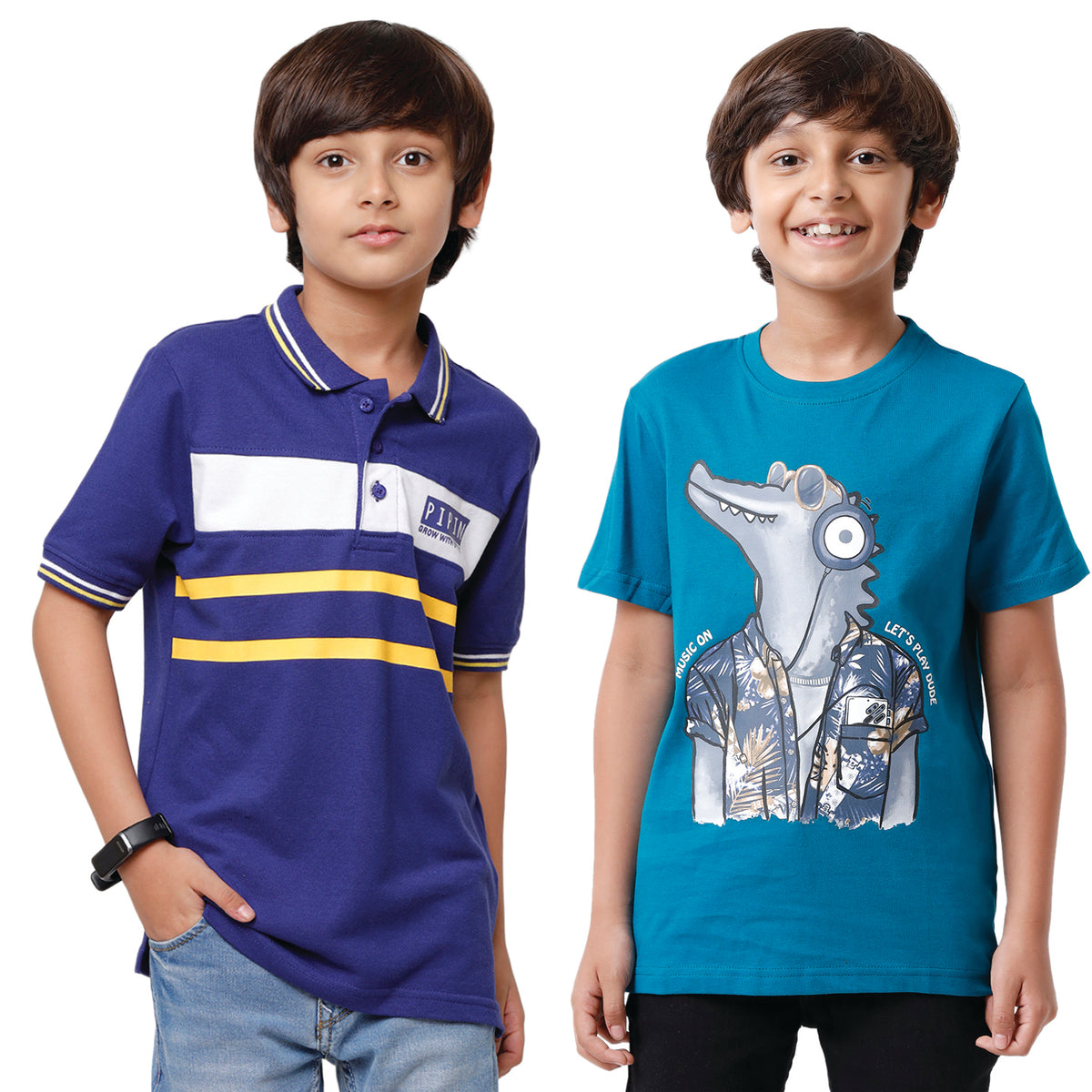 Pipin Boys Combo Cotton T-shirt Pack of 2 - De Moza