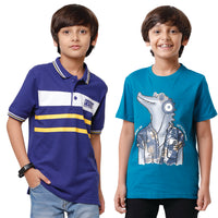 Pipin Boys Combo Cotton T-shirt Pack of 2 - De Moza
