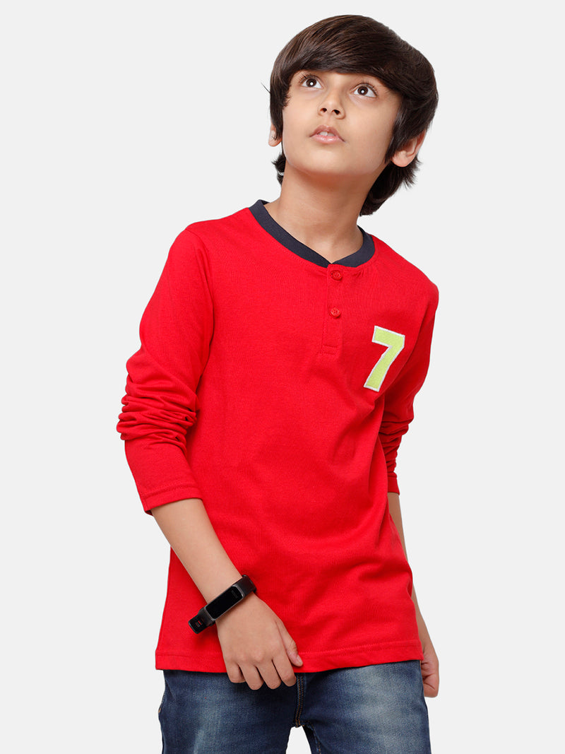 Kids - Boys Printed Full Sleeve T-Shirt Raising Red