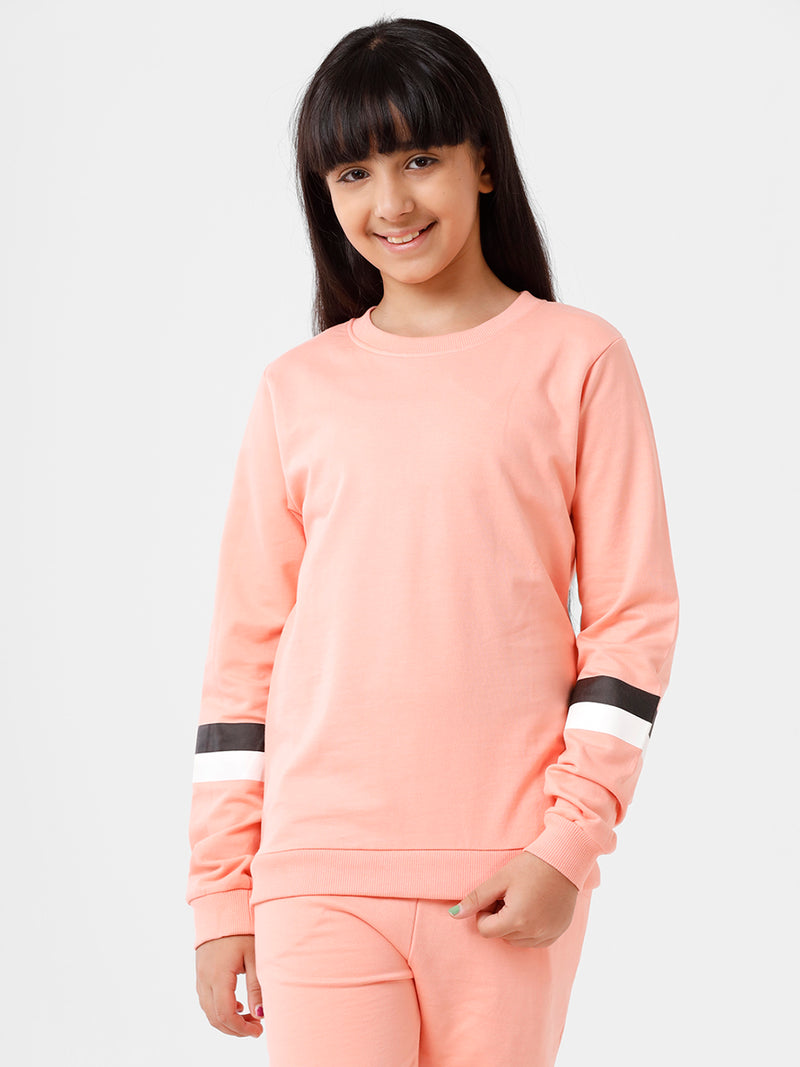 Kids - Girls Printed Sweatshirt Peach