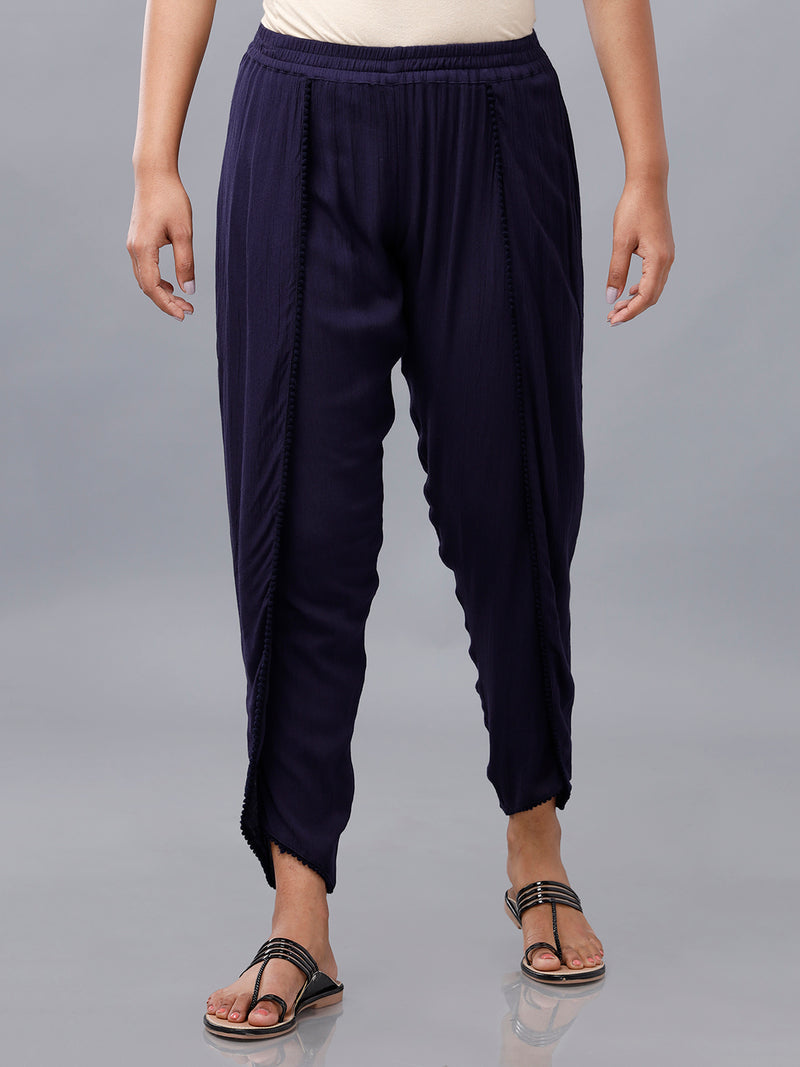 De Moza Women's Cowl Pant Navy Blue