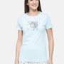 De Moza Ladies Printed Pyjama Tshirt Sky Blue
