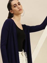 De Moza Ladies Long Length Shrug Navy Blue