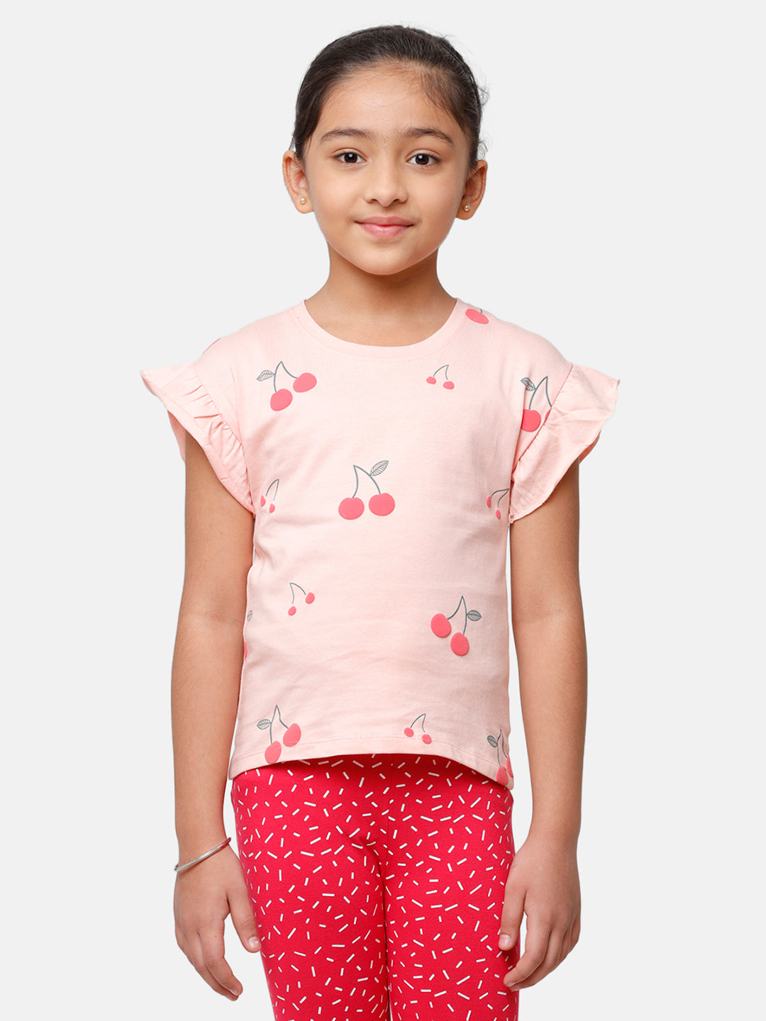 Kids - Girls Printed Top Peach Pearl