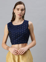 De Moza Women's Printed Blouse Navy Blue