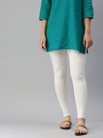 De Moza Women's Premium Ankle Length Leggings Solid Cotton Offwhite - De Moza (6679539908671)