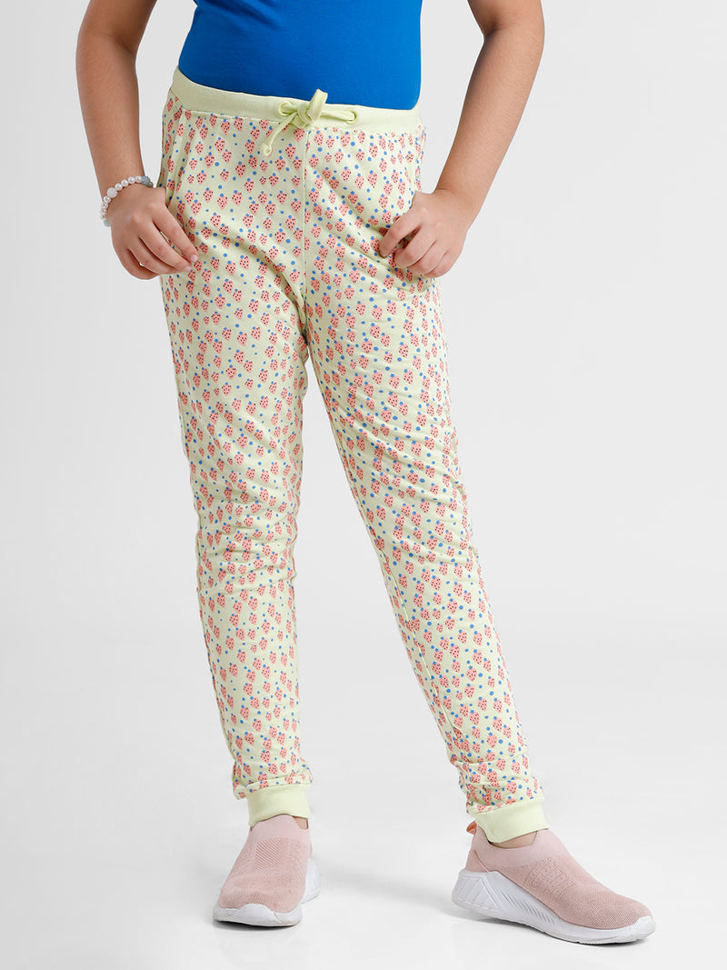Kids - Girls Printed Jogger Luminary Green