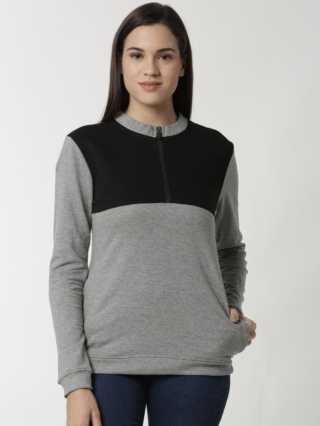 De Moza Ladies Grey Melange Sweat shirt - De Moza (4336269000767)